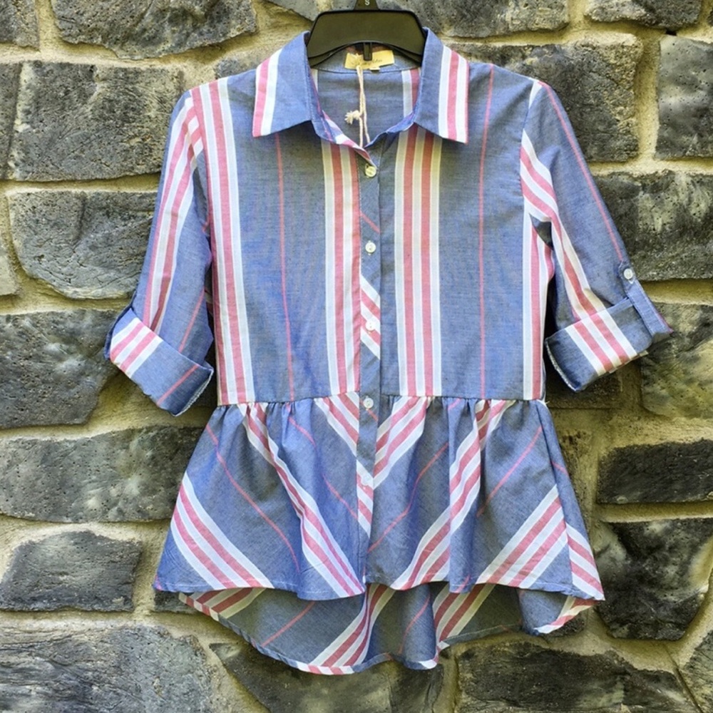 Love Notes Stripe Peplum Top